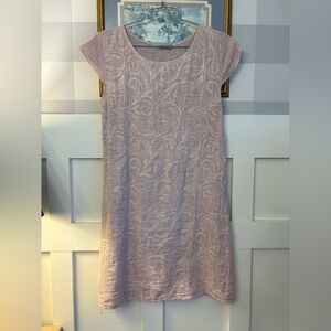 Italian Linen Elegant Pink Swirl Dress Size Large